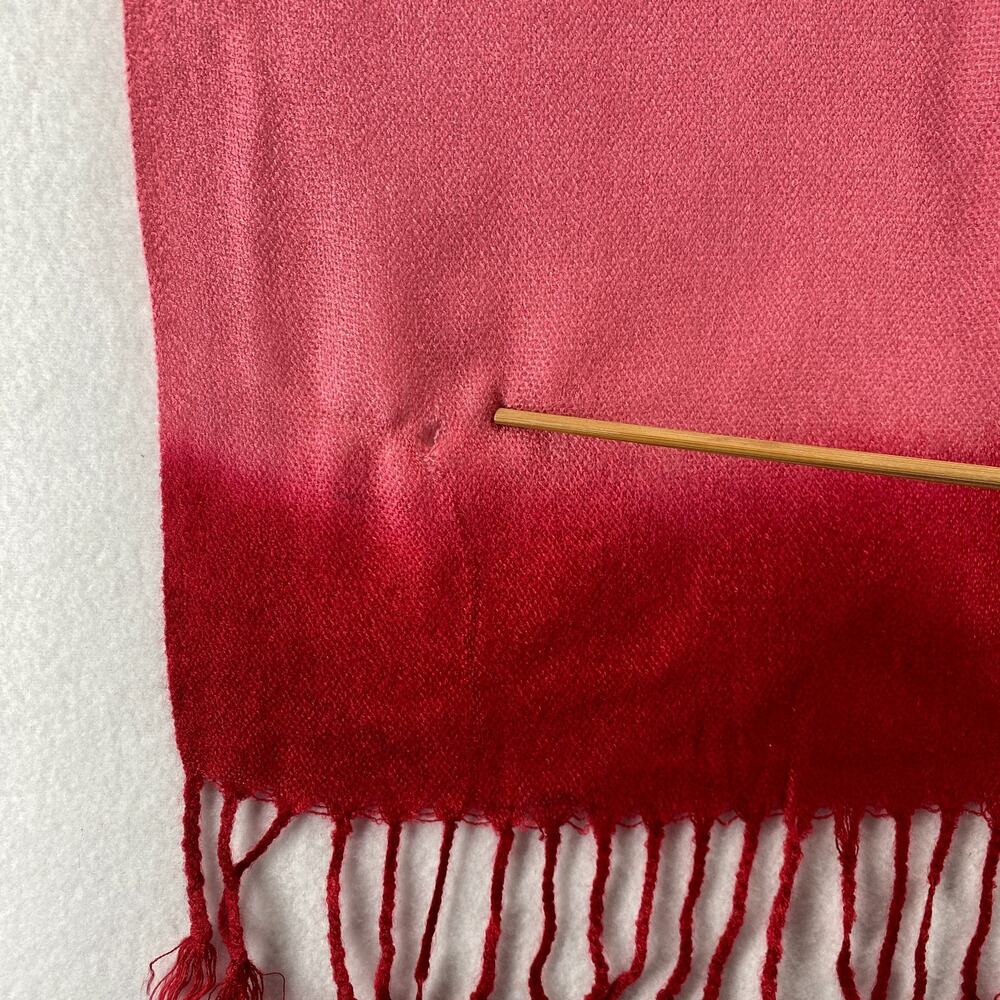 Scarf Womens Ombre Tie Dyed Striped Shawl Wrap Rectangle Fringed Red 28" x 68" - Picture 10 of 11